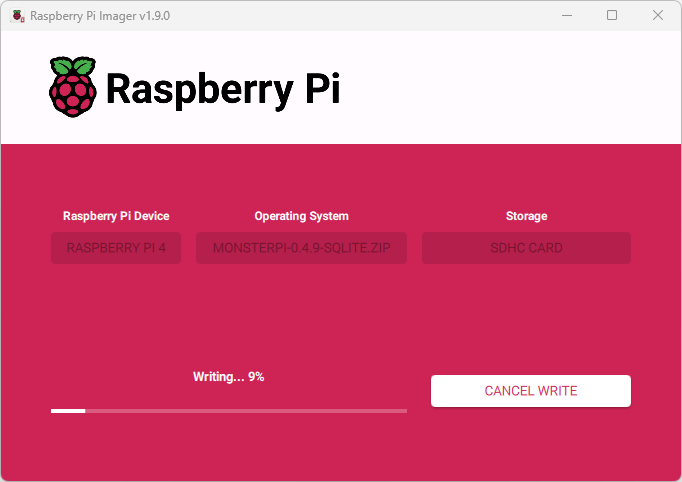 Raspberry Pi Imager Writing