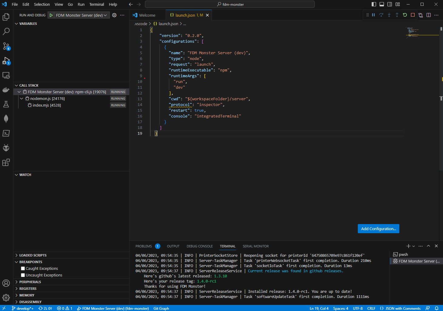 Screenshot that shows the VS Code setup in action